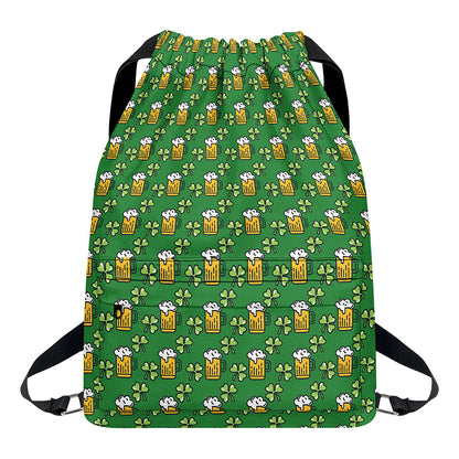 Cute St. Patrick's Day Pattern Print Drawstring Backpack