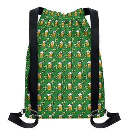 Cute St. Patrick's Day Pattern Print Drawstring Backpack