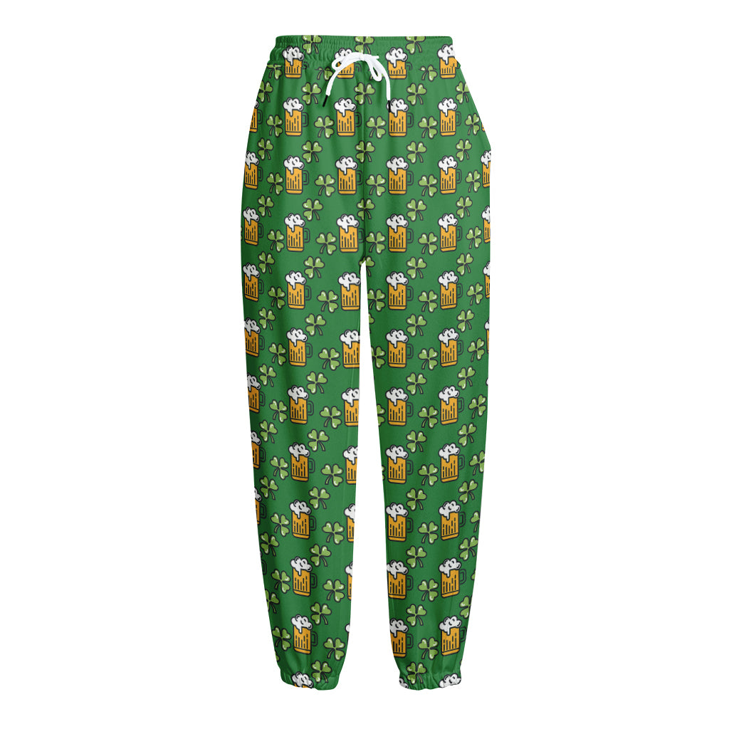 Cute St. Patrick's Day Pattern Print Fleece Lined Knit Pants