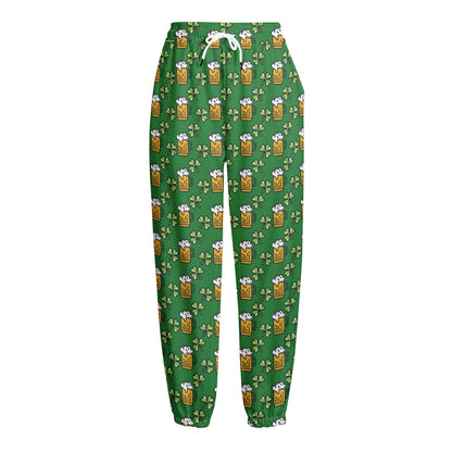 Cute St. Patrick's Day Pattern Print Fleece Lined Knit Pants