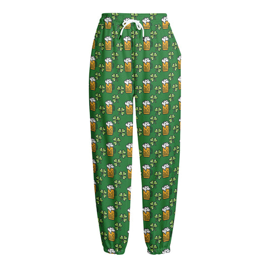 Cute St. Patrick's Day Pattern Print Fleece Lined Knit Pants
