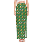 Cute St. Patrick's Day Pattern Print High Slit Maxi Skirt