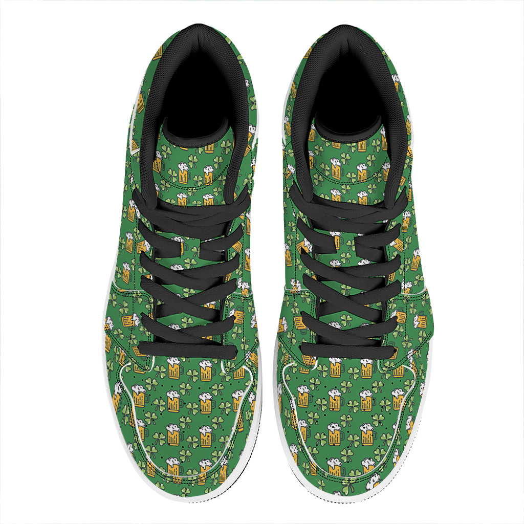 Cute St. Patrick's Day Pattern Print High Top Leather Sneakers
