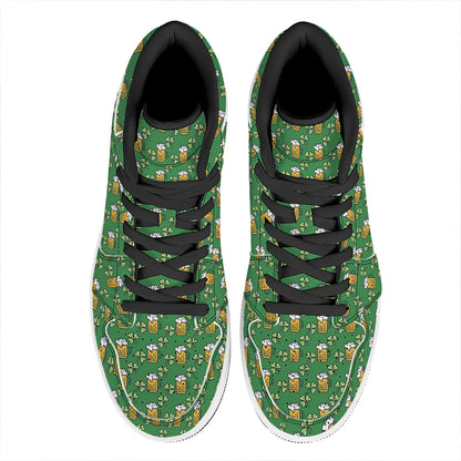 Cute St. Patrick's Day Pattern Print High Top Leather Sneakers