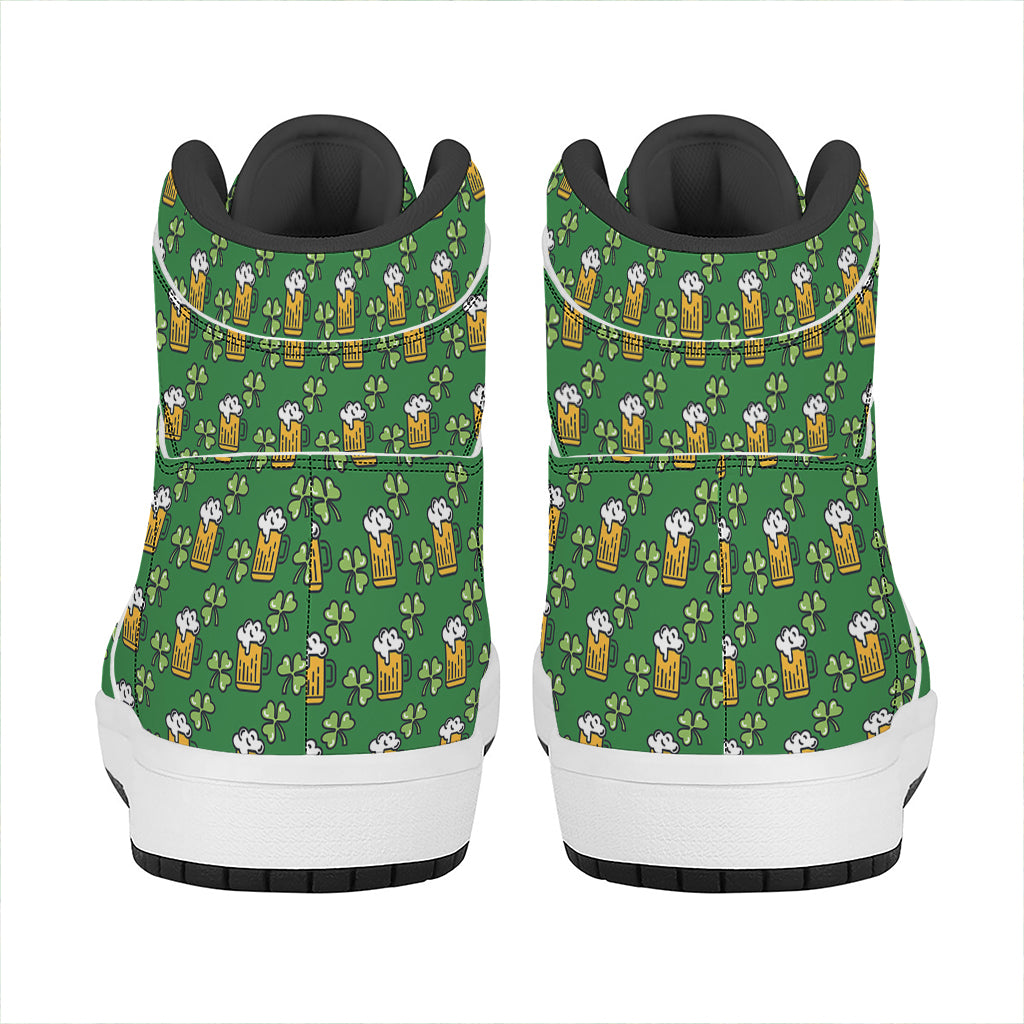 Cute St. Patrick's Day Pattern Print High Top Leather Sneakers