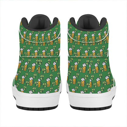 Cute St. Patrick's Day Pattern Print High Top Leather Sneakers