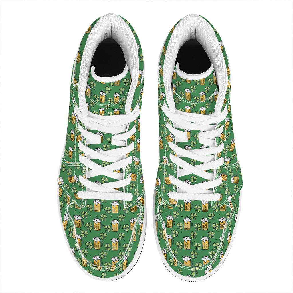 Cute St. Patrick's Day Pattern Print High Top Leather Sneakers