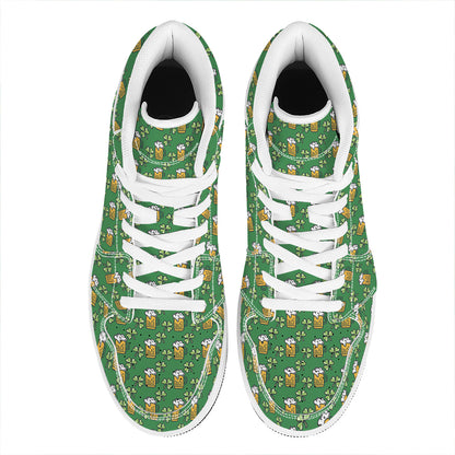 Cute St. Patrick's Day Pattern Print High Top Leather Sneakers