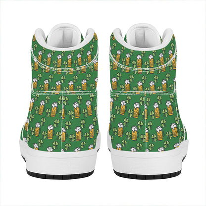 Cute St. Patrick's Day Pattern Print High Top Leather Sneakers