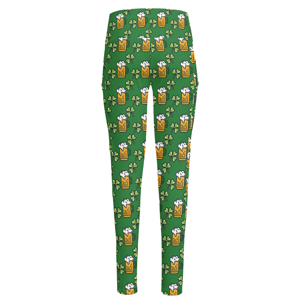 Cute St. Patrick's Day Pattern Print High-Waisted Pocket Leggings