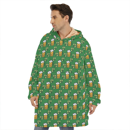 Cute St. Patrick's Day Pattern Print Hoodie Blanket