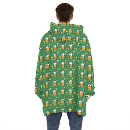 Cute St. Patrick's Day Pattern Print Hoodie Blanket