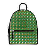 Cute St. Patrick's Day Pattern Print Leather Backpack
