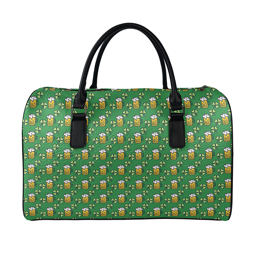 Cute St. Patrick's Day Pattern Print Leather Duffle Bag