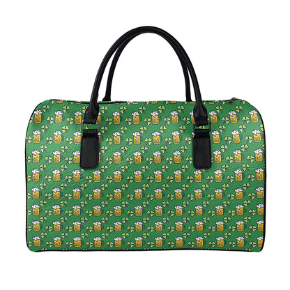 Cute St. Patrick's Day Pattern Print Leather Duffle Bag