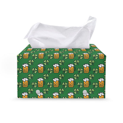 Cute St. Patrick's Day Pattern Print Leather Tissue Box Cover