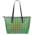 Cute St. Patrick's Day Pattern Print Leather Tote Bag With Zipper
