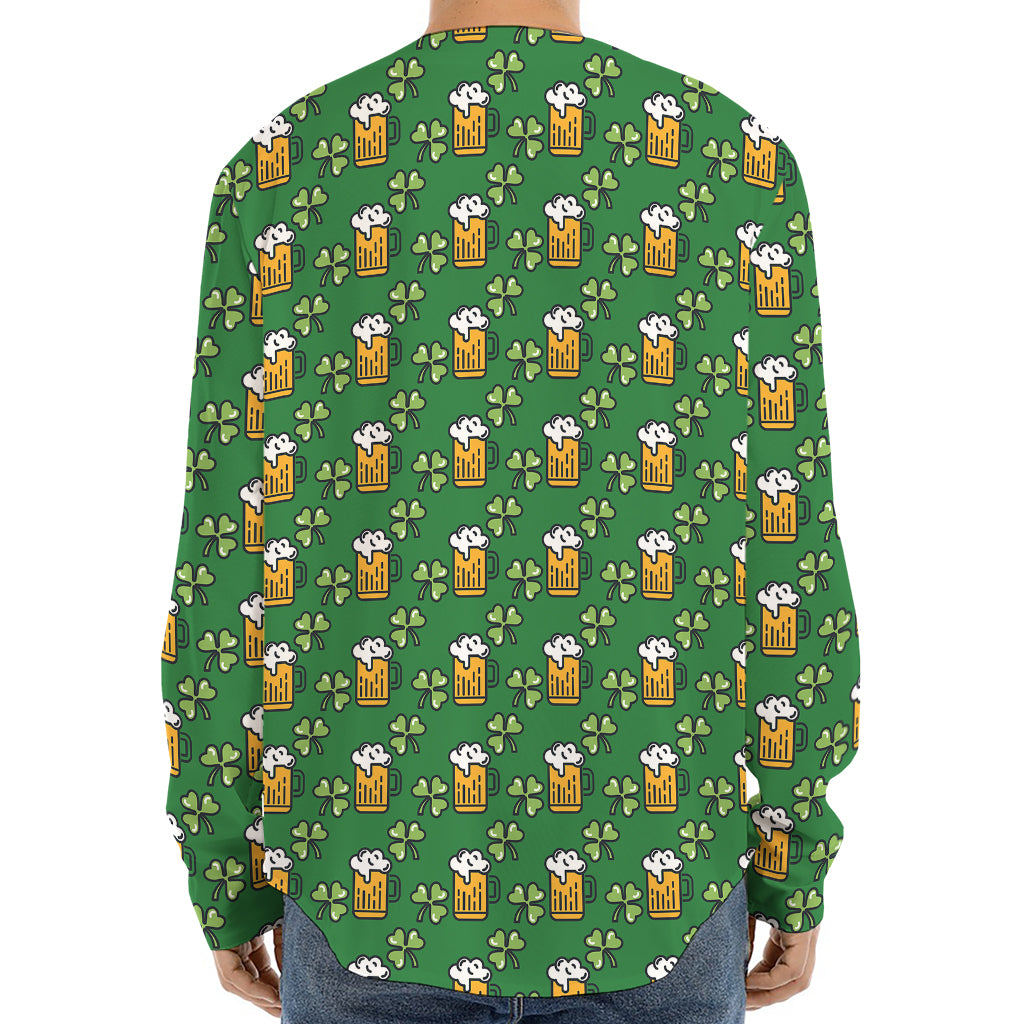 Cute St. Patrick's Day Pattern Print Long Sleeve Baseball Jersey