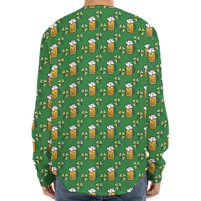 Cute St. Patrick's Day Pattern Print Long Sleeve Baseball Jersey