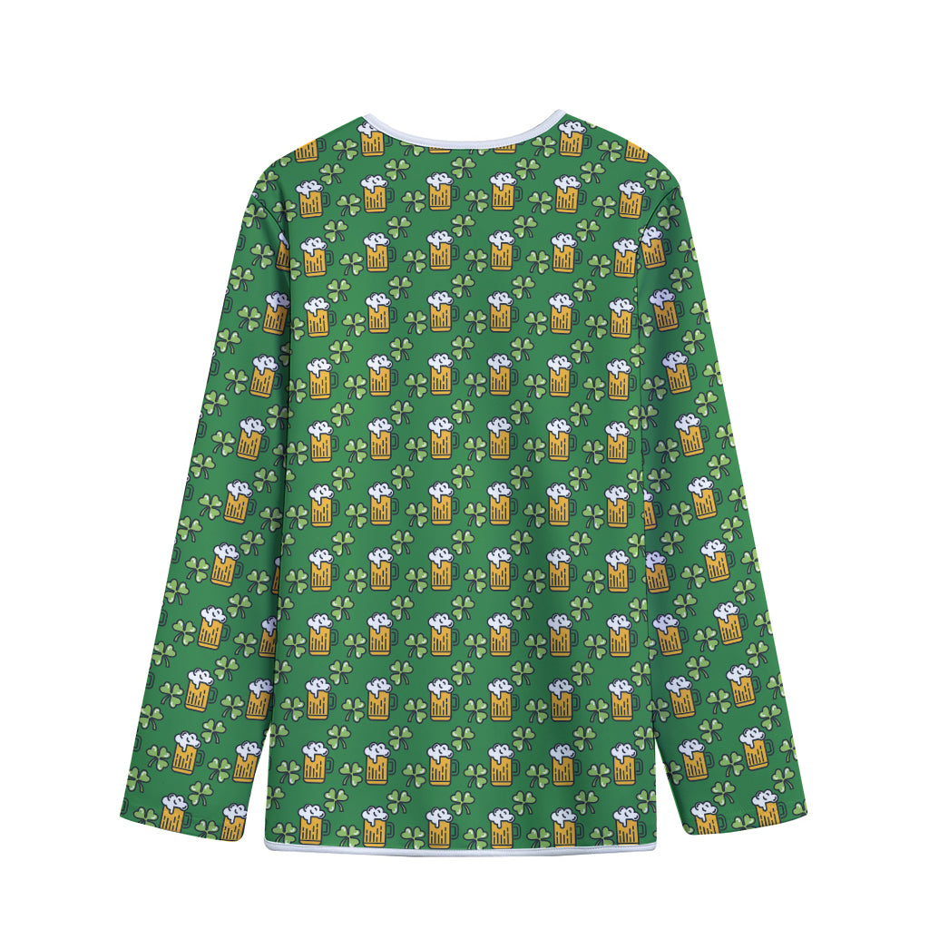 Cute St. Patrick's Day Pattern Print Long Sleeve Short Coat