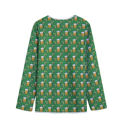 Cute St. Patrick's Day Pattern Print Long Sleeve Short Coat