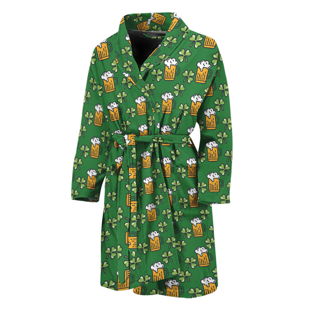Cute St. Patrick's Day Pattern Print Men's Bathrobe