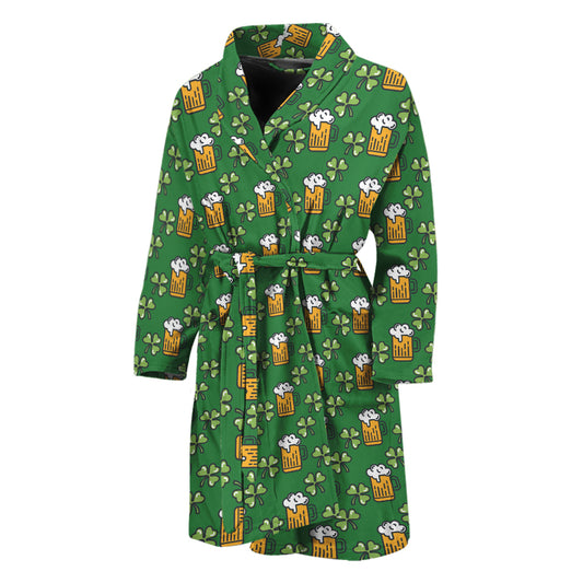 Cute St. Patrick's Day Pattern Print Men's Bathrobe