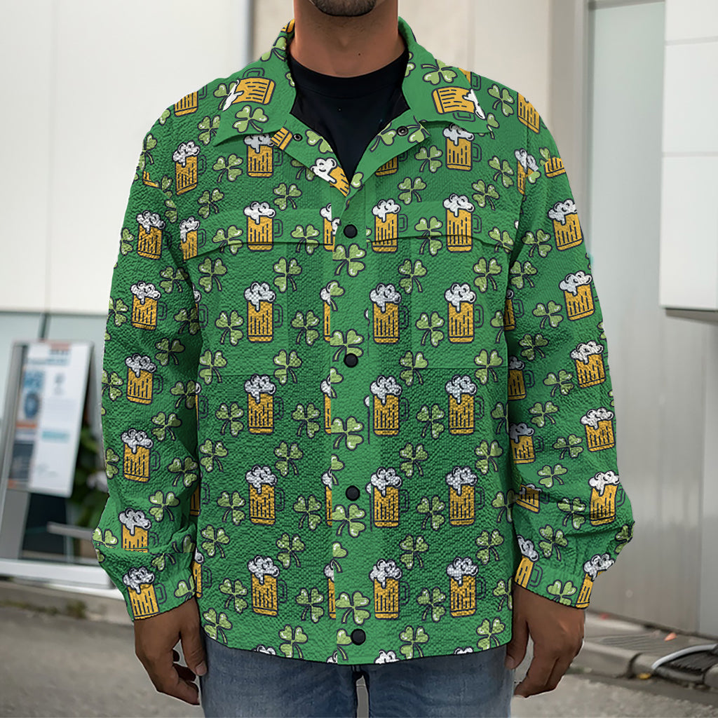 Cute St. Patrick's Day Pattern Print Men's Shirt Jacket