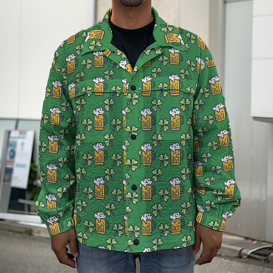 Cute St. Patrick's Day Pattern Print Men's Shirt Jacket