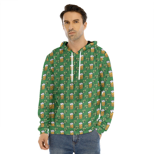 Cute St. Patrick's Day Pattern Print Men's Velvet Pullover Hoodie