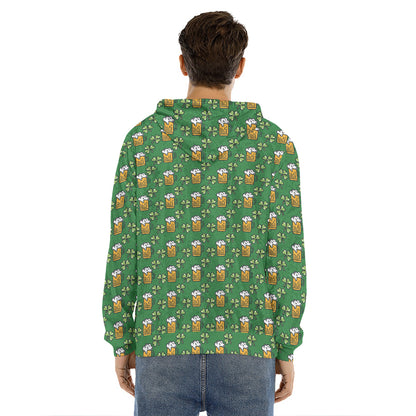 Cute St. Patrick's Day Pattern Print Men's Velvet Pullover Hoodie