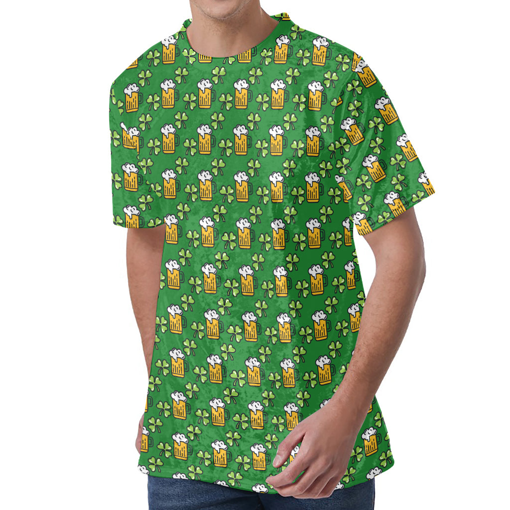 Cute St. Patrick's Day Pattern Print Men's Velvet T-Shirt