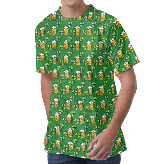 Cute St. Patrick's Day Pattern Print Men's Velvet T-Shirt