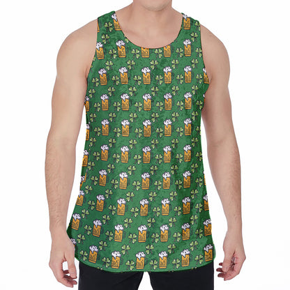 Cute St. Patrick's Day Pattern Print Men's Velvet Tank Top