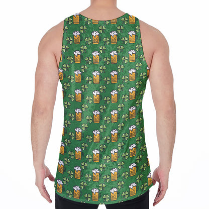 Cute St. Patrick's Day Pattern Print Men's Velvet Tank Top