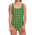 Cute St. Patrick's Day Pattern Print One Piece Swimsuit