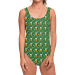Cute St. Patrick's Day Pattern Print One Piece Swimsuit