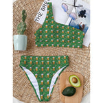 Cute St. Patrick's Day Pattern Print One Shoulder Bikini Top