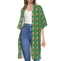 Cute St. Patrick's Day Pattern Print Open Front Beach Cover Up