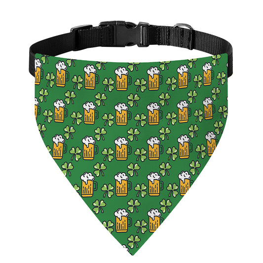 Cute St. Patrick's Day Pattern Print Over The Collar Dog Bandana