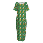 Cute St. Patrick's Day Pattern Print Short Sleeve Long Nightdress