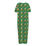 Cute St. Patrick's Day Pattern Print Short Sleeve Long Nightdress