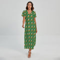 Cute St. Patrick's Day Pattern Print Short Sleeve Maxi Dress