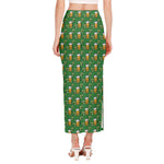 Cute St. Patrick's Day Pattern Print Side Slit Maxi Skirt