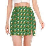 Cute St. Patrick's Day Pattern Print Side Slit Mini Skirt