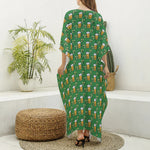 Cute St. Patrick's Day Pattern Print Silk V-Neck Kaftan Dress