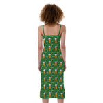 Cute St. Patrick's Day Pattern Print Slim Fit Midi Cami Dress