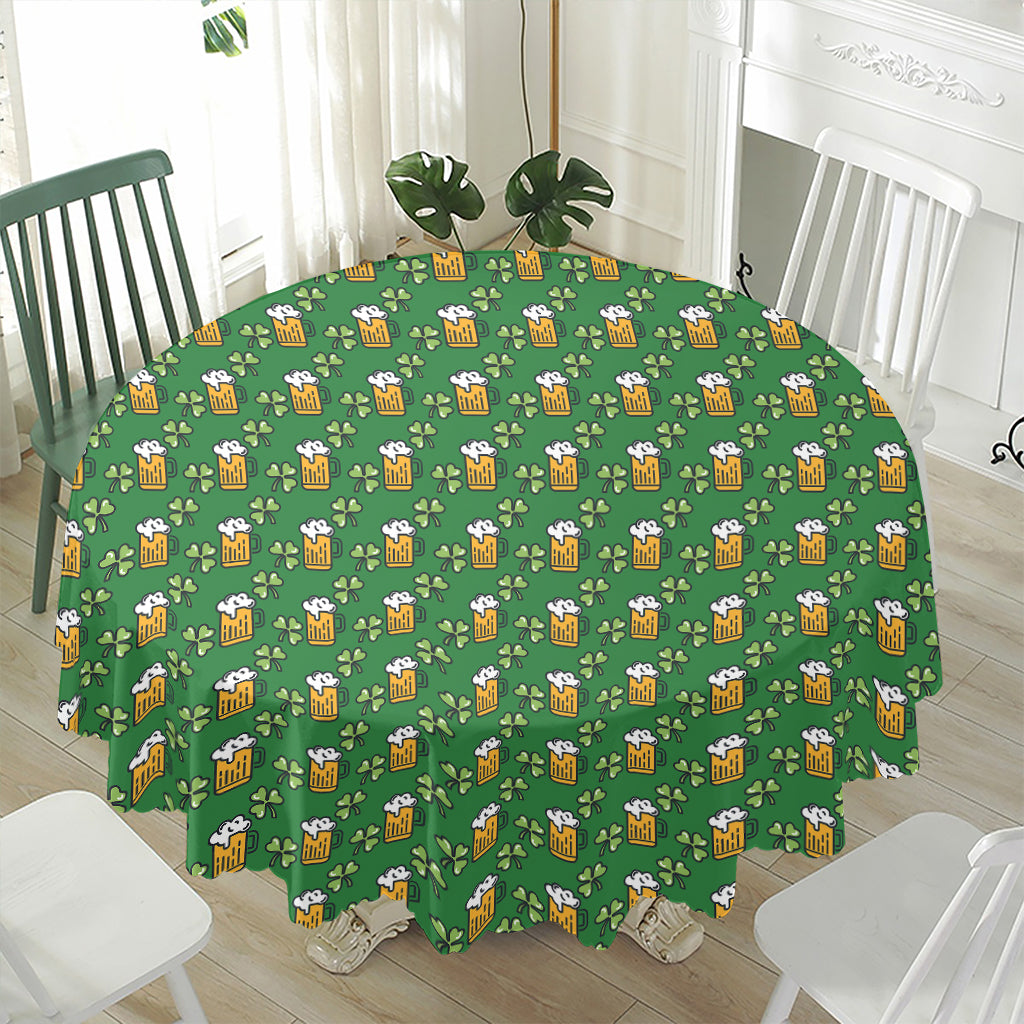 Cute St. Patrick's Day Pattern Print Waterproof Round Tablecloth
