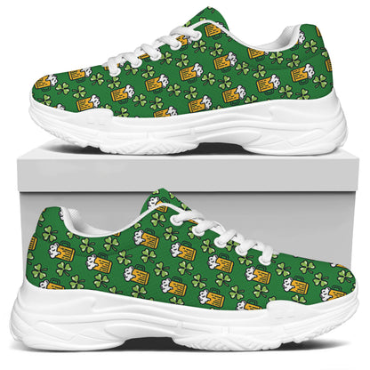 Cute St. Patrick's Day Pattern Print White Chunky Shoes