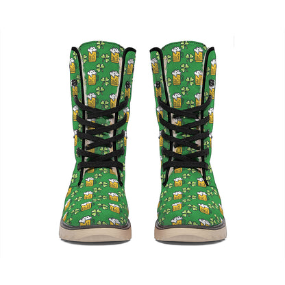 Cute St. Patrick's Day Pattern Print Winter Boots